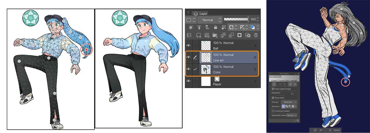 Puppet Warp در Clip Studio Paint