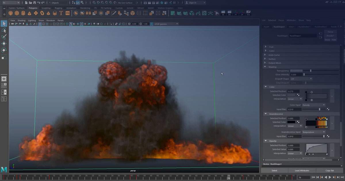 How to simulate large explosions in Maya